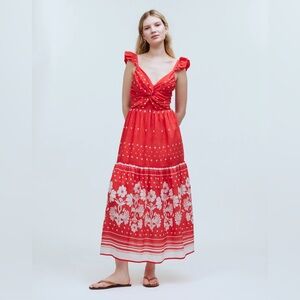 Madewell x Sabina Musayev NWT Liatris Dress Size Large in Red Print